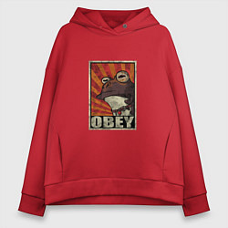 Толстовка оверсайз женская Obey frog, цвет: красный
