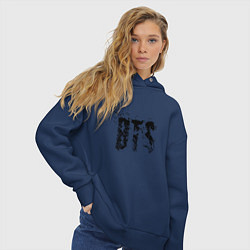 Толстовка оверсайз женская BTS logo, цвет: тёмно-синий — фото 2