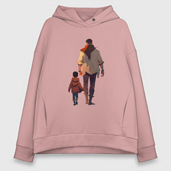 Толстовка оверсайз женская Отец вместе с сыном, цвет: пыльно-розовый