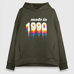 Толстовка оверсайз женская Made in 1990 liquid art, цвет: хаки