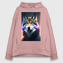 Толстовка оверсайз женская Свободный Волк, цвет: пыльно-розовый