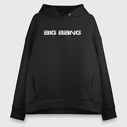 Толстовка оверсайз женская Big bang белый логотип, цвет: черный