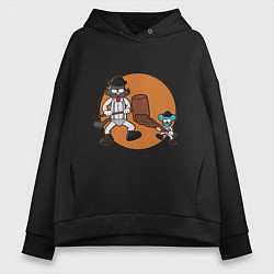 Толстовка оверсайз женская Шоу Щекотки и Царапки, цвет: черный