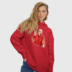 Толстовка оверсайз женская Ленин в пижаме, цвет: красный — фото 2