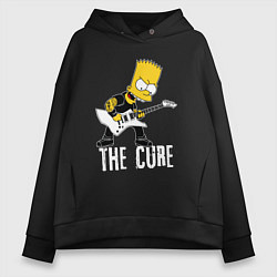 Толстовка оверсайз женская The Cure Барт Симпсон рокер, цвет: черный