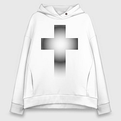 Толстовка оверсайз женская Крест православный, цвет: белый