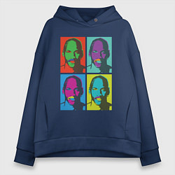 Толстовка оверсайз женская Майкл Джордан в стиле Уорхола 2на2, цвет: тёмно-синий