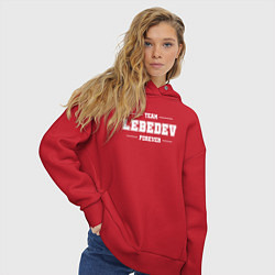 Толстовка оверсайз женская Team Lebedev forever - фамилия на латинице, цвет: красный — фото 2