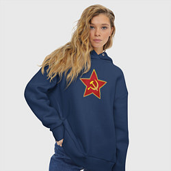 Толстовка оверсайз женская СССР звезда, цвет: тёмно-синий — фото 2