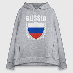 Толстовка оверсайз женская Российский щит, цвет: меланж
