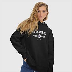 Толстовка оверсайз женская Тхэквондо varsity style, цвет: черный — фото 2