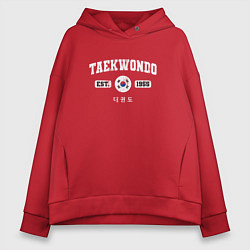 Толстовка оверсайз женская Тхэквондо varsity style, цвет: красный