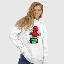 Толстовка оверсайз женская Марио с газетой, цвет: белый — фото 2