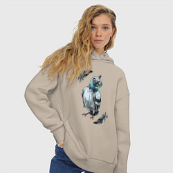 Толстовка оверсайз женская Чокнутый голубь, цвет: миндальный — фото 2