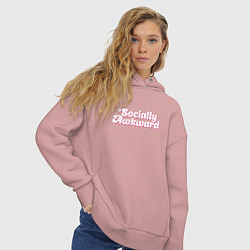 Толстовка оверсайз женская Socially awkward, цвет: пыльно-розовый — фото 2