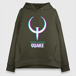 Женское худи оверсайз Quake в стиле glitch и баги графики