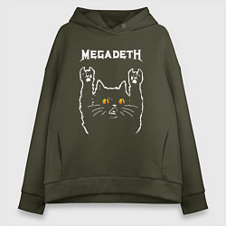 Толстовка оверсайз женская Megadeth rock cat, цвет: хаки