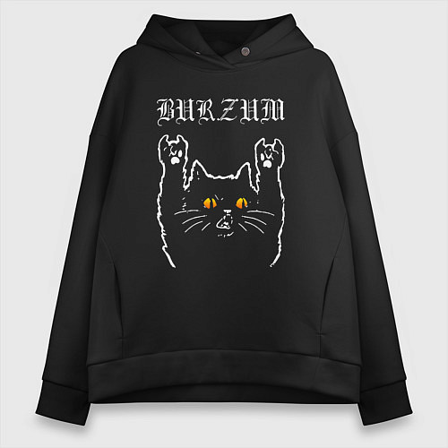 Женское худи оверсайз Burzum rock cat / Черный – фото 1