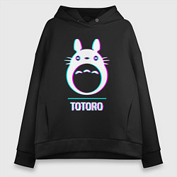 Женское худи оверсайз Символ Totoro в стиле glitch