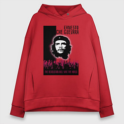 Толстовка оверсайз женская Эрнесто Че Гевара и революция, цвет: красный