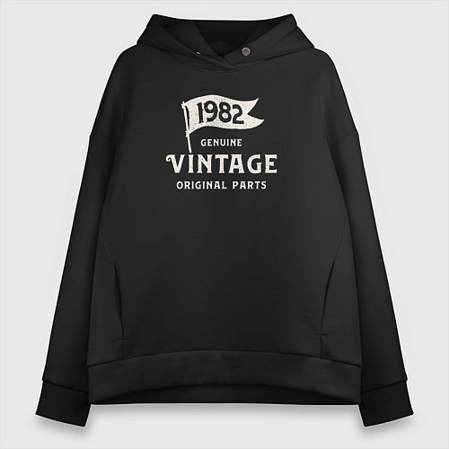 Женское худи оверсайз 1982 подлинный винтаж - оригинальные детали / Черный – фото 1