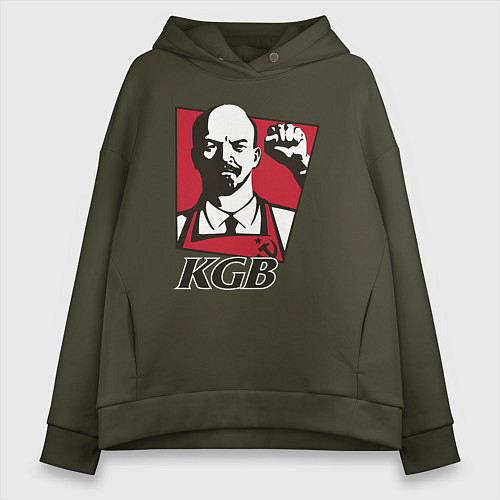 Женское худи оверсайз KGB Lenin / Хаки – фото 1