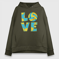 Толстовка оверсайз женская Volleyball love, цвет: хаки