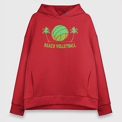 Толстовка оверсайз женская Beach volley, цвет: красный