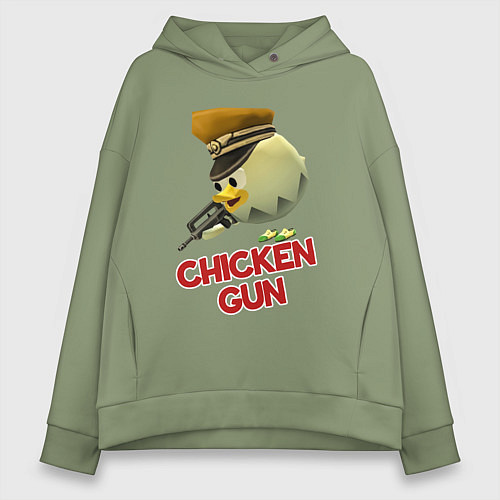 Женское худи оверсайз Chicken Gun logo / Авокадо – фото 1