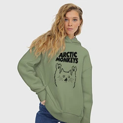 Толстовка оверсайз женская Arctic Monkeys - rock cat, цвет: авокадо — фото 2