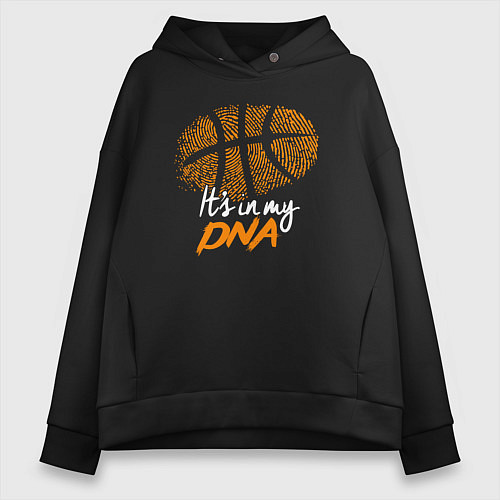 Женское худи оверсайз Баскетбольный ДНК / Черный – фото 1