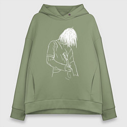 Толстовка оверсайз женская Kurt Cobain grunge, цвет: авокадо