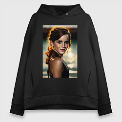 Толстовка оверсайз женская Эмма Уотсон, цвет: черный