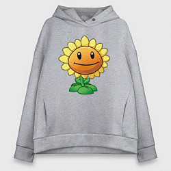 Толстовка оверсайз женская Подсолнух красивый, цвет: меланж