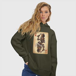 Толстовка оверсайз женская Fable III Пейдж, дама буби, цвет: хаки — фото 2