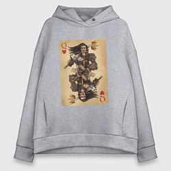 Толстовка оверсайз женская Fable III Героиня Яснодола, дама черви, цвет: меланж