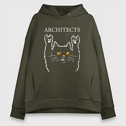 Толстовка оверсайз женская Architects rock cat, цвет: хаки