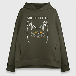 Толстовка оверсайз женская Architects rock cat, цвет: хаки