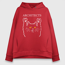 Толстовка оверсайз женская Architects rock cat, цвет: красный