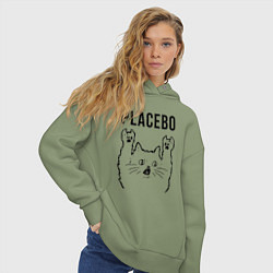 Толстовка оверсайз женская Placebo - rock cat, цвет: авокадо — фото 2