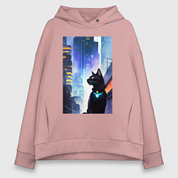 Женское худи оверсайз Black cat - a resident of the metropolis - New Yor