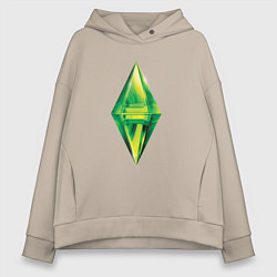 Толстовка оверсайз женская Знак персонажа Симс, цвет: миндальный