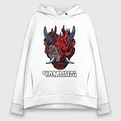 Толстовка оверсайз женская Samurai logo, цвет: белый