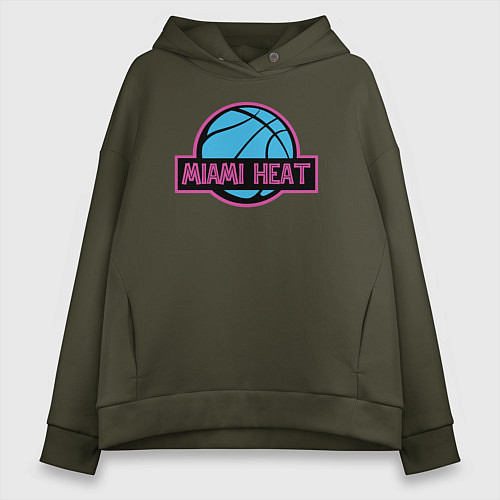 Женское худи оверсайз Miami Heat team / Хаки – фото 1