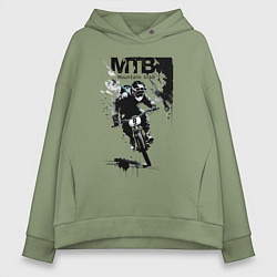 Толстовка оверсайз женская Mountain bike - extreme, цвет: авокадо