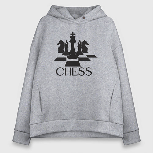 Женское худи оверсайз Chess play / Меланж – фото 1