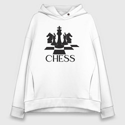 Толстовка оверсайз женская Chess play, цвет: белый