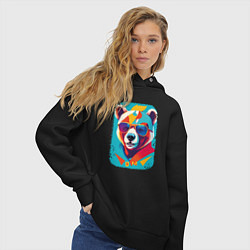 Толстовка оверсайз женская Pop-Art Panda, цвет: черный — фото 2