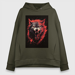 Толстовка оверсайз женская Red wolf, цвет: хаки
