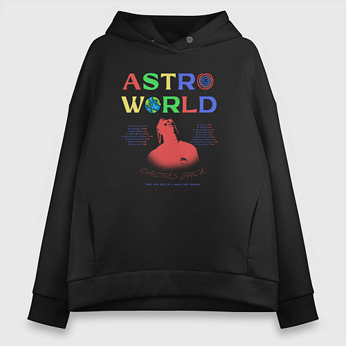 Женское худи оверсайз Travis Scott astroworld / Черный – фото 1